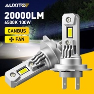 Lampu LED AUXITO 2x Canbus H7 untuk Mentol Lampu Kereta Kuasa Tinggi Dengan Kipas Mini H7 Turbo LED 