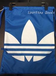 S.G Adidas Originals 健身包 束口袋 運動背帶 拉鍊 手提袋 白藍 配色 大LOGO AJ8987