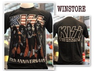 Kiss เสื้อวงดนตรี ร็อคต่างประเทศ เสื้อชาวร็อค เสื้อtour would ใส่ สี