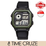 [Time Cruze] Casio AE-1200 World Time Black Cloth Band Digital Men Watch AE-1200WHB-1B AE-1200WHB-1B