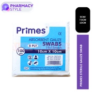 Primes Sterile Gauze Swabs 12 Ply 5's (5cm x 5cm / 7.5cm x 7.5cm / 10cm x 10cm)