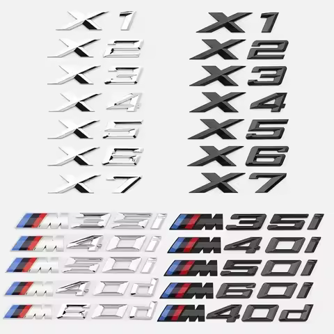 Car Trunk Badge Logo Sticker 2.6cm M Series Bond Numbers ABS Emblem for BMW M35i M40i M40d M50i M50d