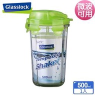 [全新]Glasslock強化玻璃環保攜帶型水杯500ml-繽彩綠