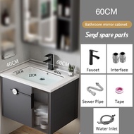 60 70 80CM Aluminium Wall Hung Bathroom Cabinet Ceramic Sink with Mirror Box Basin Sink toilet Ceramic wash basin