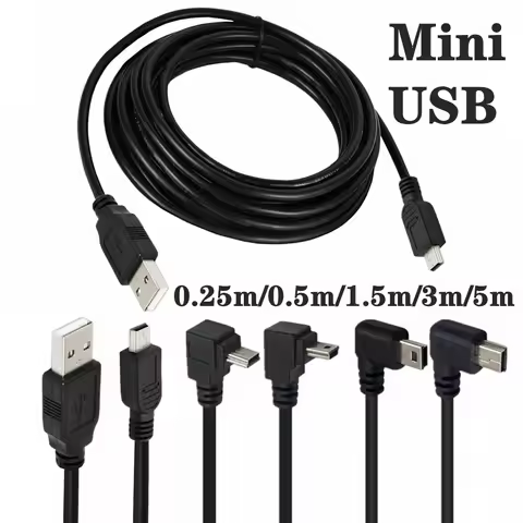 90 degree Mini USB 5Pin to USB Fast Data Charger Short Cable 1m 3m 5m for MP3 MP4 Player Car DVR GPS