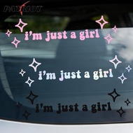 I'm Just a Girl Car Sticker Vinyl PVC, 4 Colors Pink White Black Colorful, 5x18cm Weather Resistant 