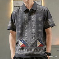 Men's Polo Shirt for Men Clothing Barong Clothing Vintage Style Tops Casual Short-sleeve Polo Shirt 