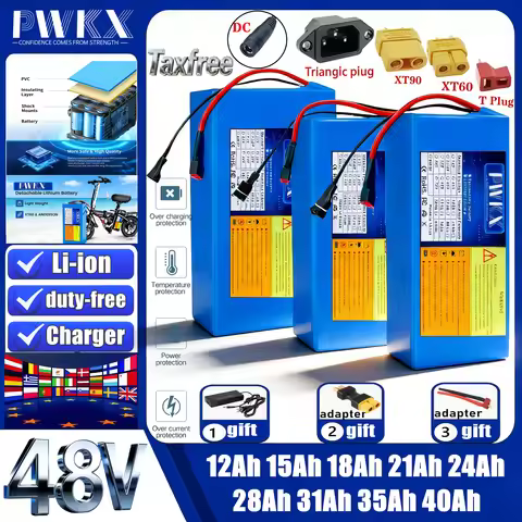New 48V 12AH 15Ah 18Ah 31Ah 21Ah 24Ah 28Ah 31Ah 35Ah 40Ah Lithium battery With BMS 1500W For 42V E-S