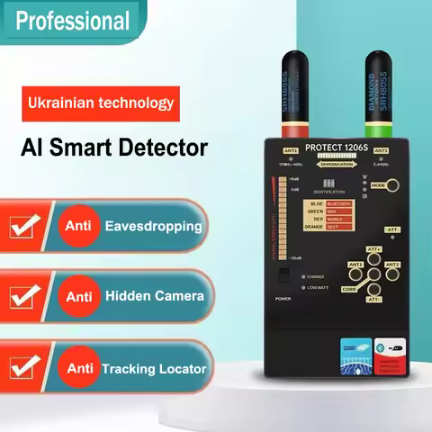 AI camera and wiretapping detector microphone GPS Finder GSM WiFi Bluetooth signal Scanner bug detec