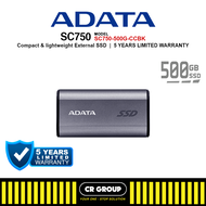 ADATA SC750 External SSD - 1,050/1,000 MB/s High-speed Read/Write - 500GB/1TB (5Yrs Adata Warranty)