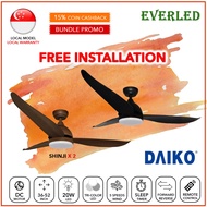 [FREE INSTALLATION] (Bundle Sales) DAIKO Shinji 36"/46"/52" DC Ceiling Fan (with Tri-Color Light and Remote)