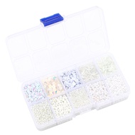 10 Lưới Đầy Màu Sắc Hạt Giống hạt thủy tinh Bộ Bộ Sequin hạt ngọc giả Cho DIY Bestie Vòng Đeo Tay tr