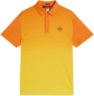 J. Lindeberg Mens Lowell Stripe Slim Fit Golf Polo - Russet Orange XL