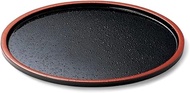 J-kitchens O-bon DX 8-inch Round Tray (Bon Tray, Obon Tray), Black, Heaven Red, Non-Slip, Tataki, 9.