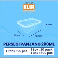 Thinwal 200ml Rectangular / Food Container 200ml Rec Contents 25 Sets Clear