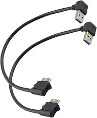 Seadream 2Pack Angled USB 3.0 Micro-B Male to Down Angled USB 3.0 A Male Adapter Cable for Samsung G