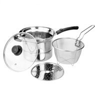 Multifunction Cooking Pot Pan Deep Fry Fryer Steam Stew Pot Pan Cookware (4 Pcs)