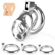 Male Chastity Cock cage-DISREQUILZinc Alloy Hidden Lock Chastity cage Chastity 3 Movable Rings and K