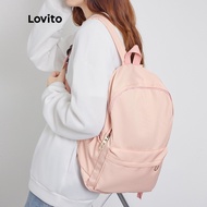 Trendy  Preppy Backpack Plain Colorblock Double Shoulder Strap Multi-pocketed Backpacks for Women L4