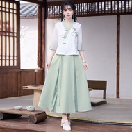 Innovative Chinese hanfu set, Chinese ancient style, spa uniform, tea table outfit