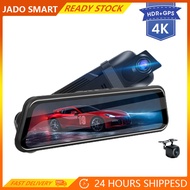 JADO  Car Dash Cam 10 inches 4K Car Touch Screen Stream Media Dual Lens Video Recorder Rearview mirror Dash cam Front and Rear camera