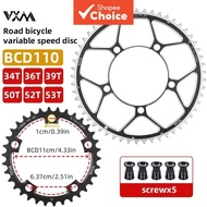 VXM 110BCD Double Chainring Aluminum Alloy 34T36T39T50T52T53T for Road Bike Crankset/ Folding Bike 9