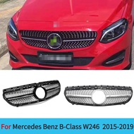 Front Bumper Grill Upgrade Black/ Silver GT Style For Mercedes-Benz B-Class W246 2015-2019 B180 B200