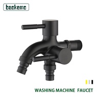 baokemo Black 304 Stainless Steel 1 in 2 out Two Way Water Tap Washing Machine Faucet Multifunctional Faucet