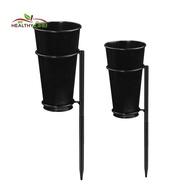 [HtongMY] Cemetery Vase Iron Artificial Flower Stand with Secure Stake for Outdoor Use Durable Grave