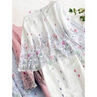 LAWA✨ BAJU KURUNG RIAU COTTON LACE KOREAN WOMAN EMBROIDERY LILAC PURPLE HOLLOW COTTON LACE WITH LINI