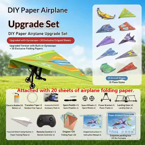 Rc Paper Airplane Electric Diy Rc Paper Plane Kit Foldable Remote Control Plane Lightweight Stable A