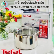 Tefal Duetto Plus instant bottom stainless steel chicken boiling pot, size 28cm, compatible with all