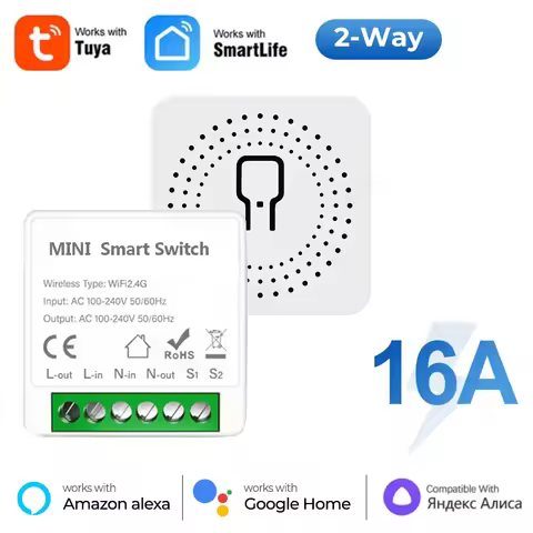 16A Wifi Smart Switch 2 Way Control Smart Home Light Switches Module Work with Tuya app Smart Life A