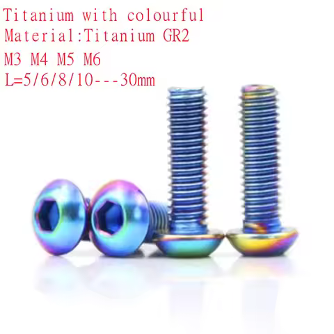 5-10pcs GR2 Titanium Screw ISO7380 M3 M4 M5 M6 Colourful Titanium Hex Hexagon Socket Button Head Scr