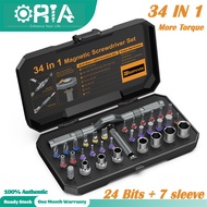 ORIA Magnetic Ratchet Socket Screwdriver Set 34 IN 1 Ratcheting Screwdriver Set with Detachable Ratc