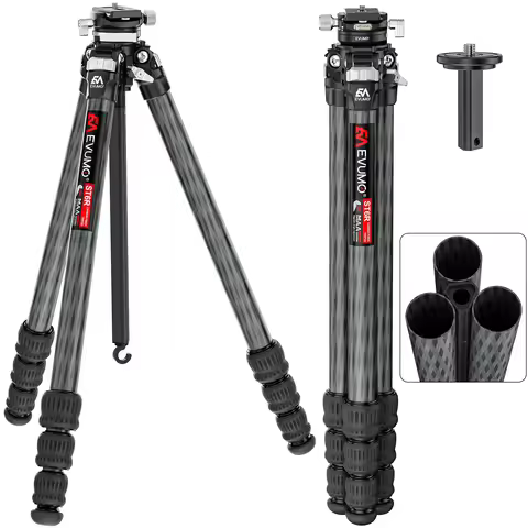 EVUMO ST6R Max Load 5kg Carbon Fiber Tripod Professional Compact Tripod for Travel Camera Stand with