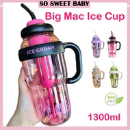 1300ml Big Mac Ice Cup Tumbler Plastic Water Bottle Water Cup with Straw with Handle