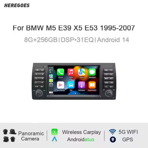 Carplay 8" Android 14.0 8GB + 128GB Car Player multimedia GPS WIFI navigation autoradio For BMW M5 E