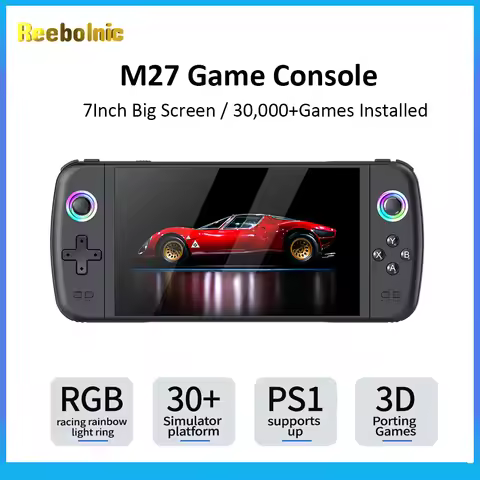 Reebolnic M27 Game Console 7.0 Inch IPS Screen 30+Simulators 30,000+Games Installed Retro Handheld G