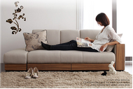 DALEO CASA - 儲物梳化床連活動腳凳(米白色)