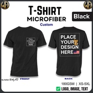 [Custom] Black Microfiber T-Shirt Printing | Cetak Baju 180gsm Round Neck ShortSleeve Unisex Warna H