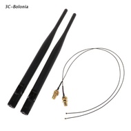 【PC】 2x 6dBi M.2 IPEX MHF4 U.fl Cable to RP-SMA Wifi Antenna Signal Cable Set for Intel AC 9260 9560