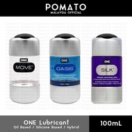 ONE Condom Lubricant Oasis Move Silk Water Based Silicone Based Compatible Hybrid 100mL