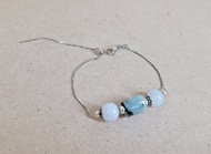 【親翠】天然翡翠 純銀綠飄烏雞桶珠轉運調節手鏈