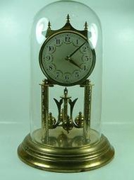 【罕見傳家極品】1950年生產德國Koma玻璃罩老扭擺 機械週年紀念座鐘是空氣鐘前身
