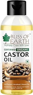 Bliss Of Earth Organic Cold Pressed and Hexane Free Castor Oil For Hair Growth, Yellow, 100ml