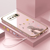 เคสโทรศัพท์ Hontinga สำหรับ Samsung Galaxy Note 9 Note 8 S9 Plus S9 + เคสแฟชั่นน่ารักผีเสื้อสาวน่ารักหรูหราเคสโทรศัพท์ TPU สี่เหลี่ยมชุบโครเมียมแบบนิ่มเคสคลุมทั้งหมดกล้องป้องกันรอยขีดข่วนสำหรับผู้หญิง