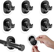 6 Pcs Curtain Rod Holders for Wall, No Drill Curtain Rod Brackets, Universal Nail Free Adjustable Curtain Rods Hooks, Adhesive Curtain Rod Bracket Holder for Bathroom, Bedroom, Livingroom, Kitchen