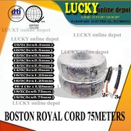 BOSTON / SHUTA  ROYAL CORD WIRE 18/3c, 18/2c, 16/3c, 16/2c, 14/2c, 14/3c, 12/2c, 12/3c, 10/2c, 10/3c