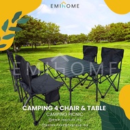 EMIHOME Meja Camping + 4 Kerusi Camping